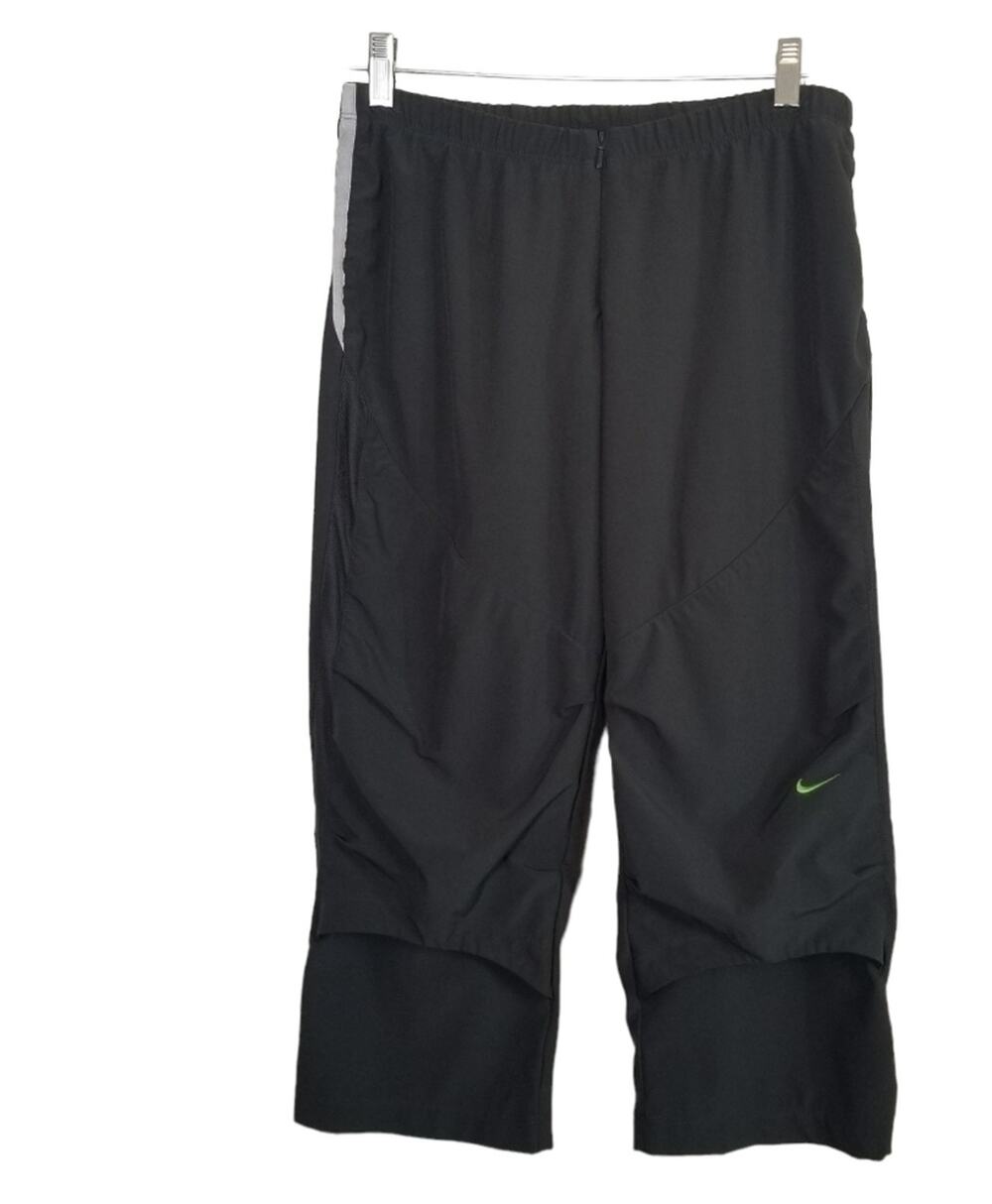 Nike WMS Small Dri Fit Capri Pants Gray Front Zip Vented Running Athletic